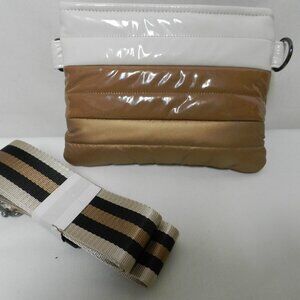 Think Royln Crossbody Bag Purse color block puffy zip top convertible zip NEW